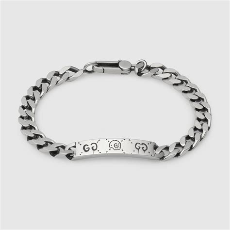 gucci ghost silver bracelet|Gucci ghost chain bracelet in silver.